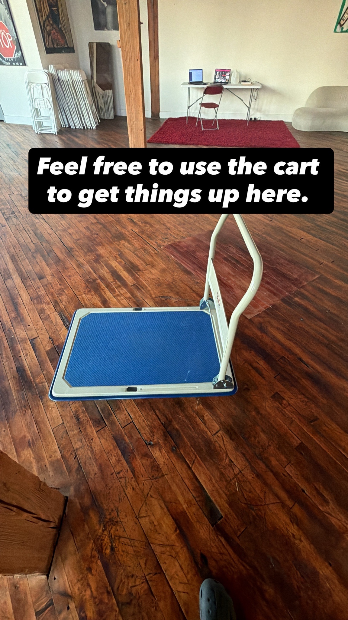 Flatbed cart available inside the loft